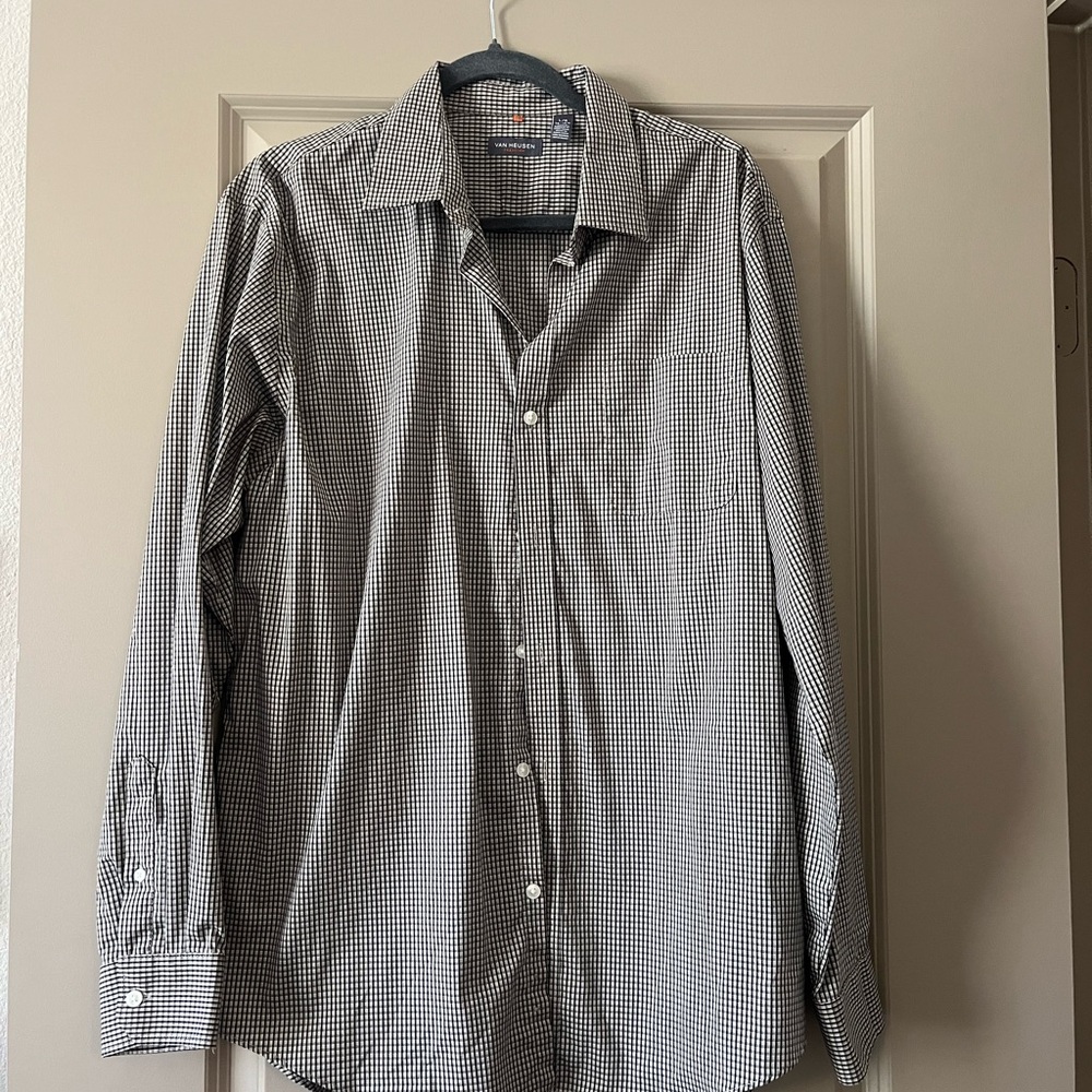 Men's Black and Tan Checkered Shirt